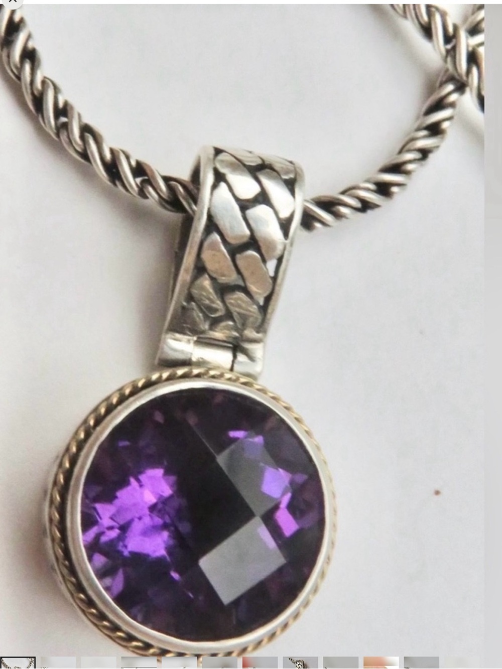 EFFY BH .925 Sterling Silver & 18K Amethyst pendant on EFFY sterling chain 18”
